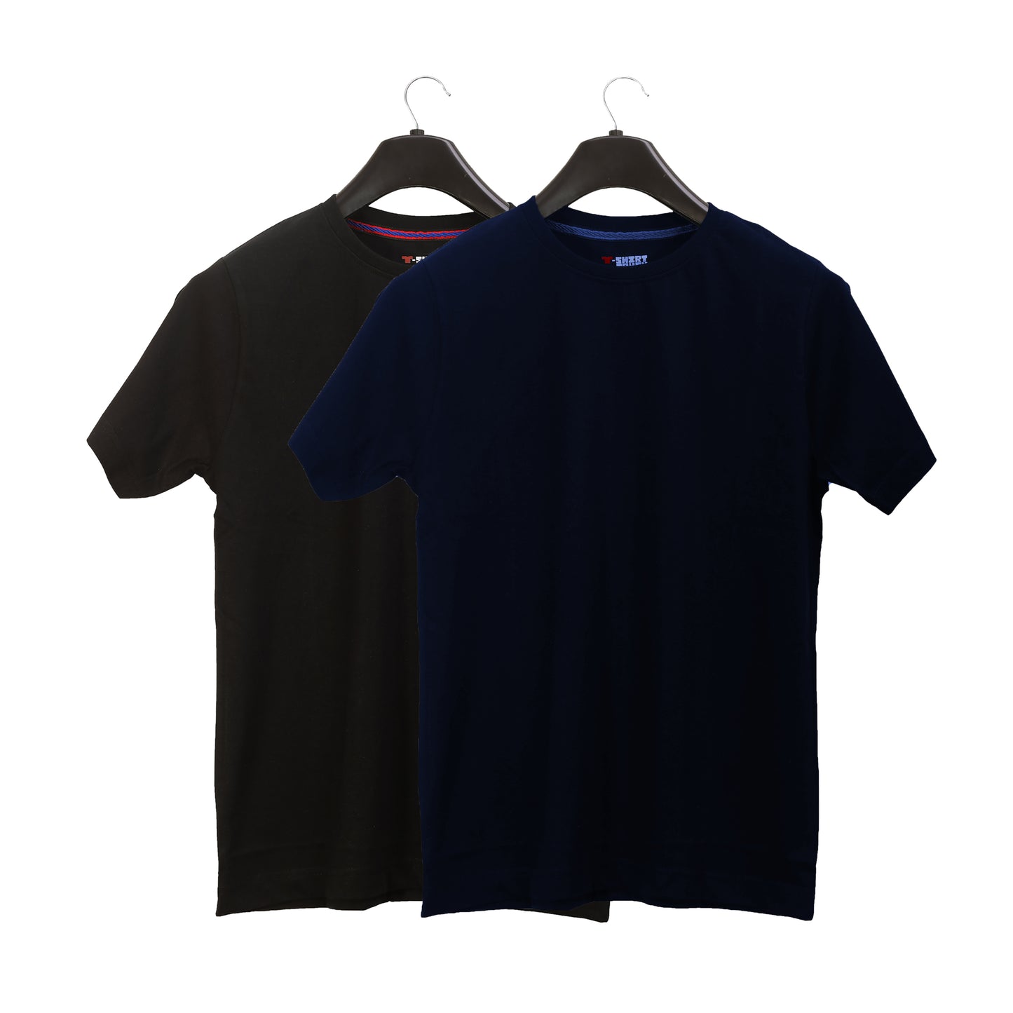 Unisex Round Neck Plain Solid Combo Pack of 2 T-shirts Black & Blue