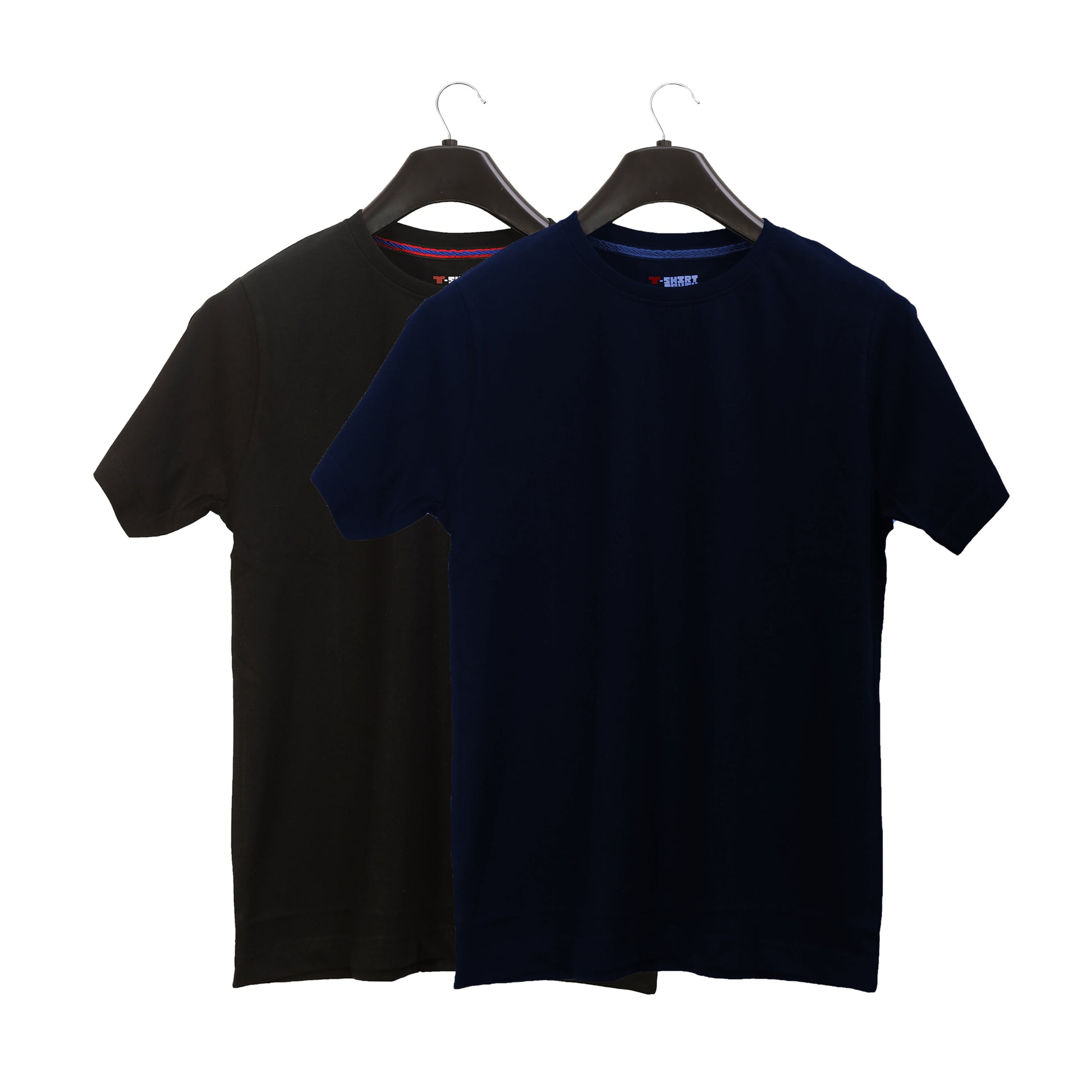 Unisex Round Neck Plain Solid Combo Pack of 2 T-shirts Black & Blue